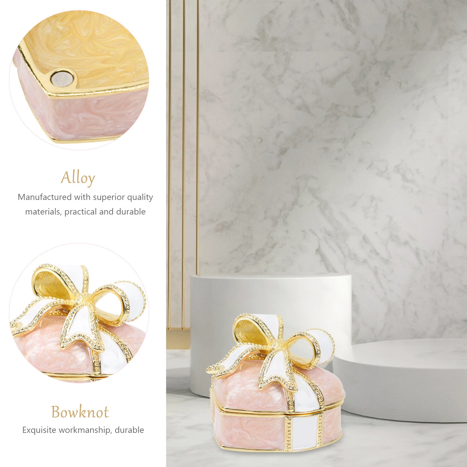 

Premium Heart Shaped Jewelry Box Sturdy Alloy Construction Organizing Box for Rings Ear Studs Necklace Travel Friendly Case Gift