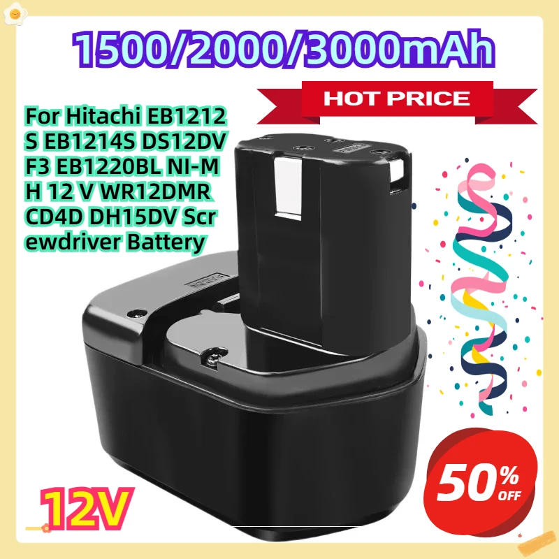 For Hitachi EB1212S EB1214S DS12DVF3 EB1220BL NI-MH 12 V WR12DMR CD4D DH15DV Screwdriver Battery 12V