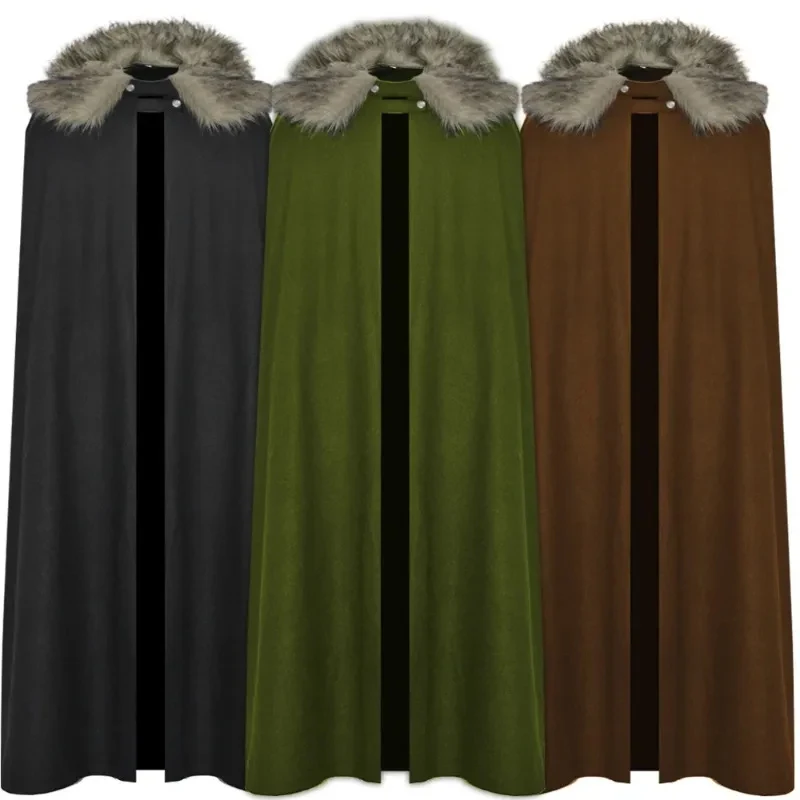 

⭕️⭐️⭕️Medieval Men's Fashion Celtic Viking Retro Cape Coat Vintage Ranger Gothic Style Fur Collar Cloak Man Women Hallowee⭐️⭕️⭐️