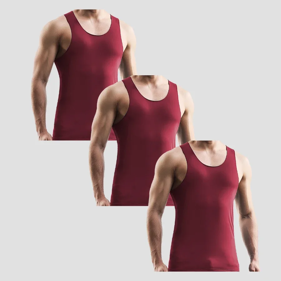 3PCS Winter Men's Warm Vest Fleece Thickened Bottom Underwear Large Size Vest Traceless Sleeveless Top