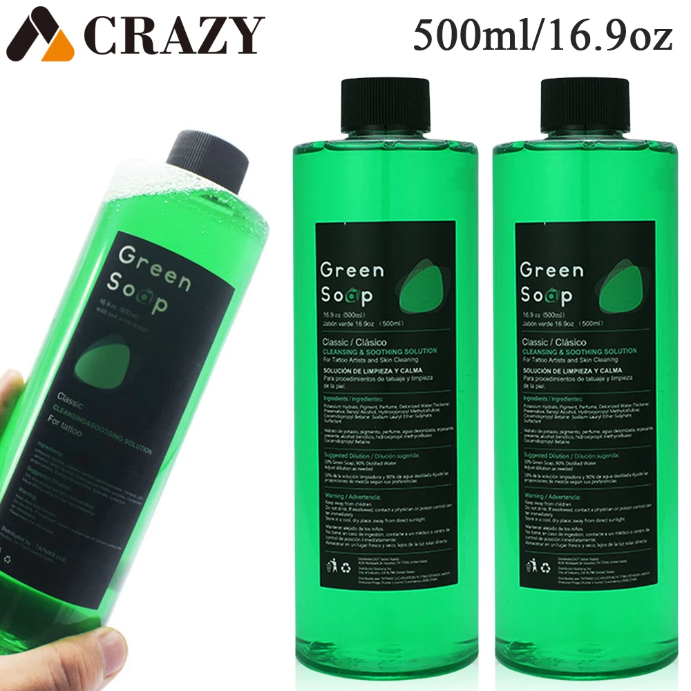 

1pcs 500ml Tattoo Green Soap Liquid Cleaning Solution Green Algae Soap Liquid Foam for Cleaning Skin Tattoo Accessories