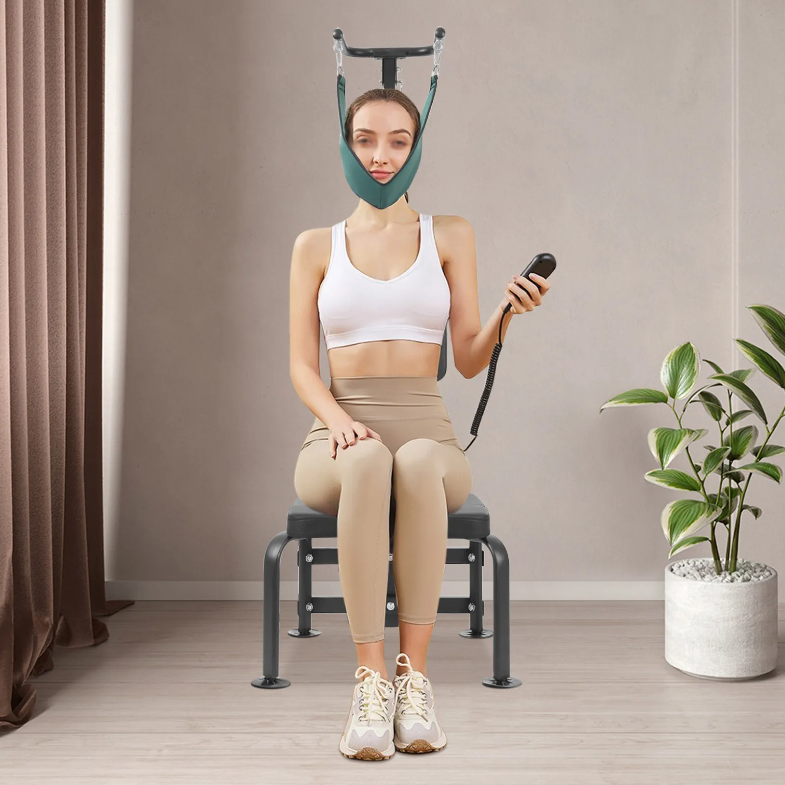 Stretching Training Equipment 55W 6000N Electric Neck Stretcher Cervical Traction Device with Sturdy Feet  for Personal Use