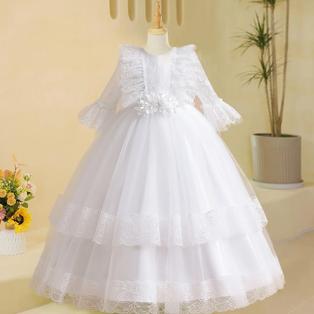 Flower Birthday Party Dresses For Girls Graduation Ceremony Elegant Princess Dress Wedding Evening Prom Formal Gown Vestidos