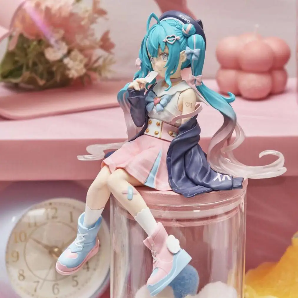 Nowa figurka anime Hatsune Miku Różowa pozycja siedząca Sakura PVC Figurka akcji model zabawka dekoracja kolekcjonerskie prezenty