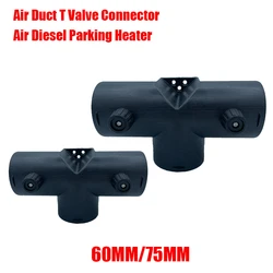 60mm 75mm 2 Vavles Flap Adjustable Air Diesel Parking Heater Vent Ducting T Branch Splitter Exhaust Pipe Joiner Connector