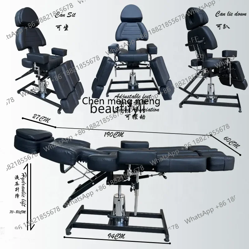 S7486 ss シングルスプリットレッグタトゥーカウチ多機能調整可能タトゥーチェアフェイシャルベッド油圧リフティングタトゥーアイブロウリクライニング