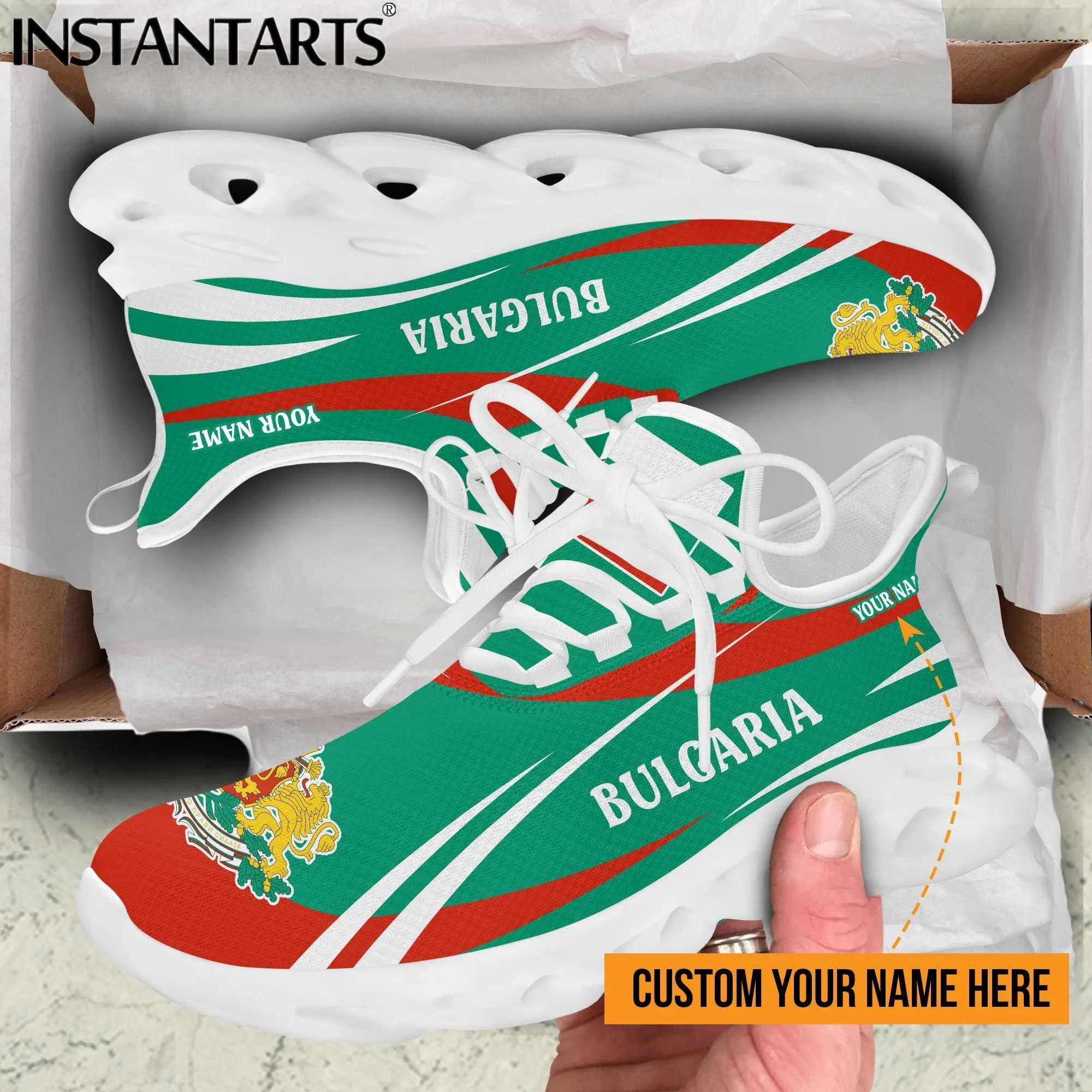 INSTANTARTS Shoes for Women Bulgaria Flag Design Custom Name Female Flat Shoes Cool Running Sneakers Light Mesh Women's Footwear