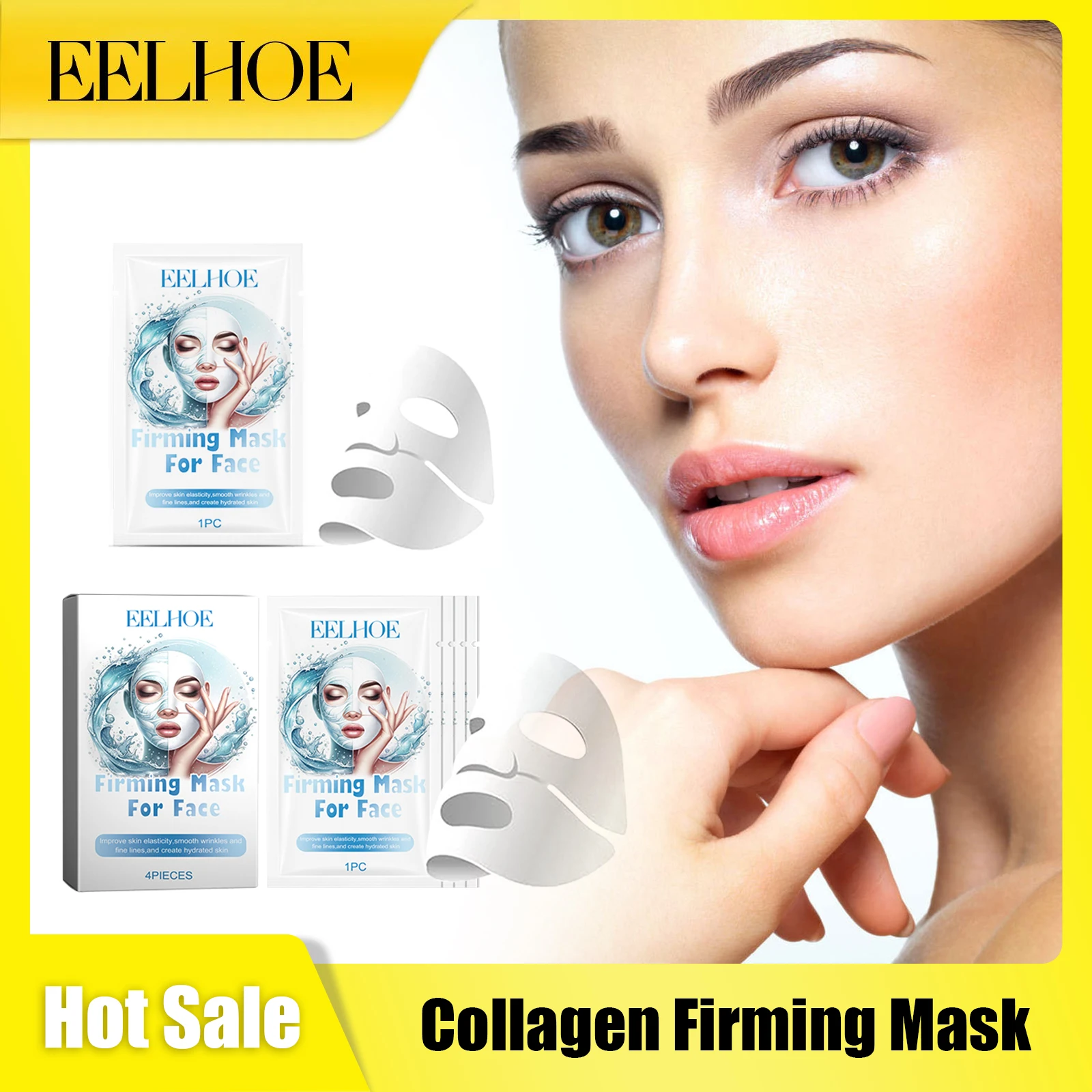 

Collagen Face Mask For Skin Smoothing Brightening Repair Skin Elastic Dryness Face Moisturizer Hyaluronic Acid Face Sheet Mask