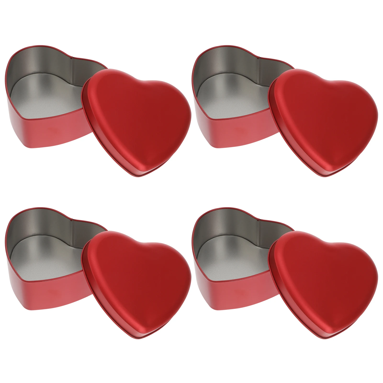 

4Pcs Red Heart Candy Box Tinplate Wedding Favor Gift Container Jar Portable Sweet Packing for Party Wedding Gift Boxes