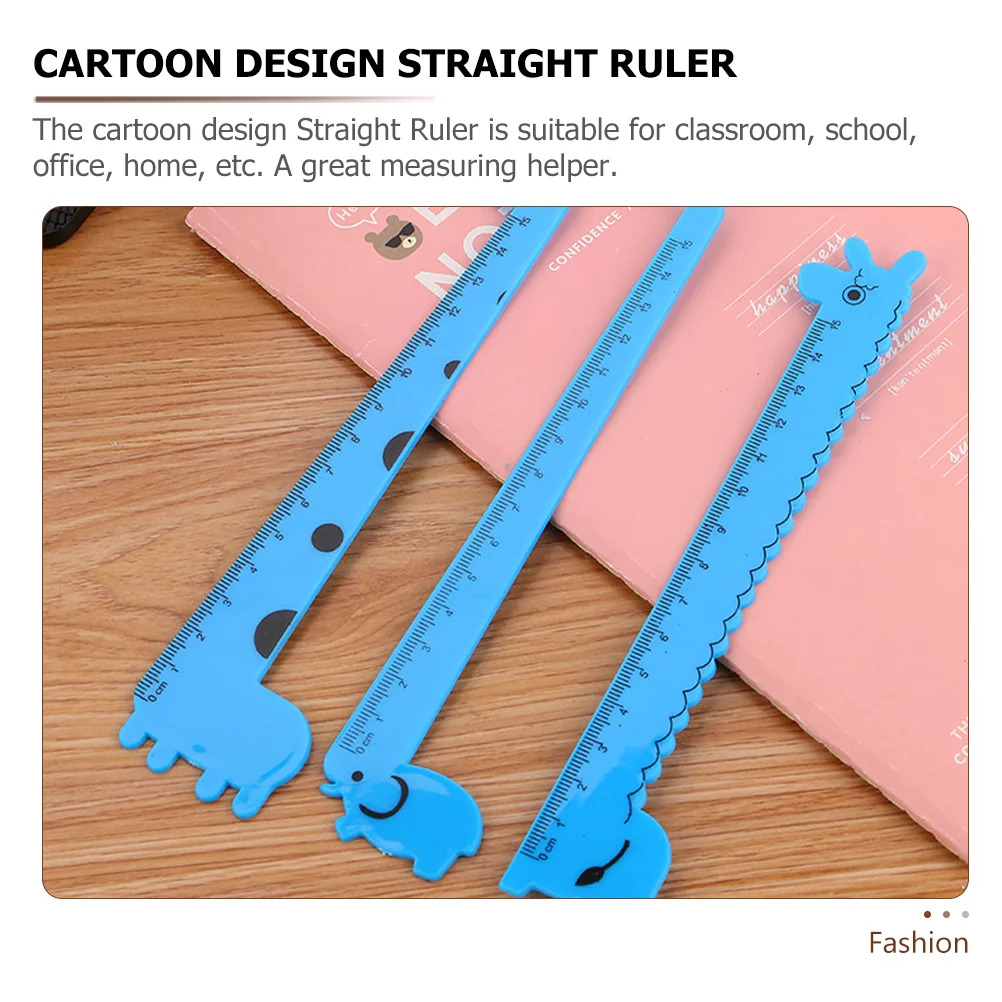 12 Pcs Ruler Household Giraffe Adorable Plastic Rulers Multi-function Student Convenient Supply