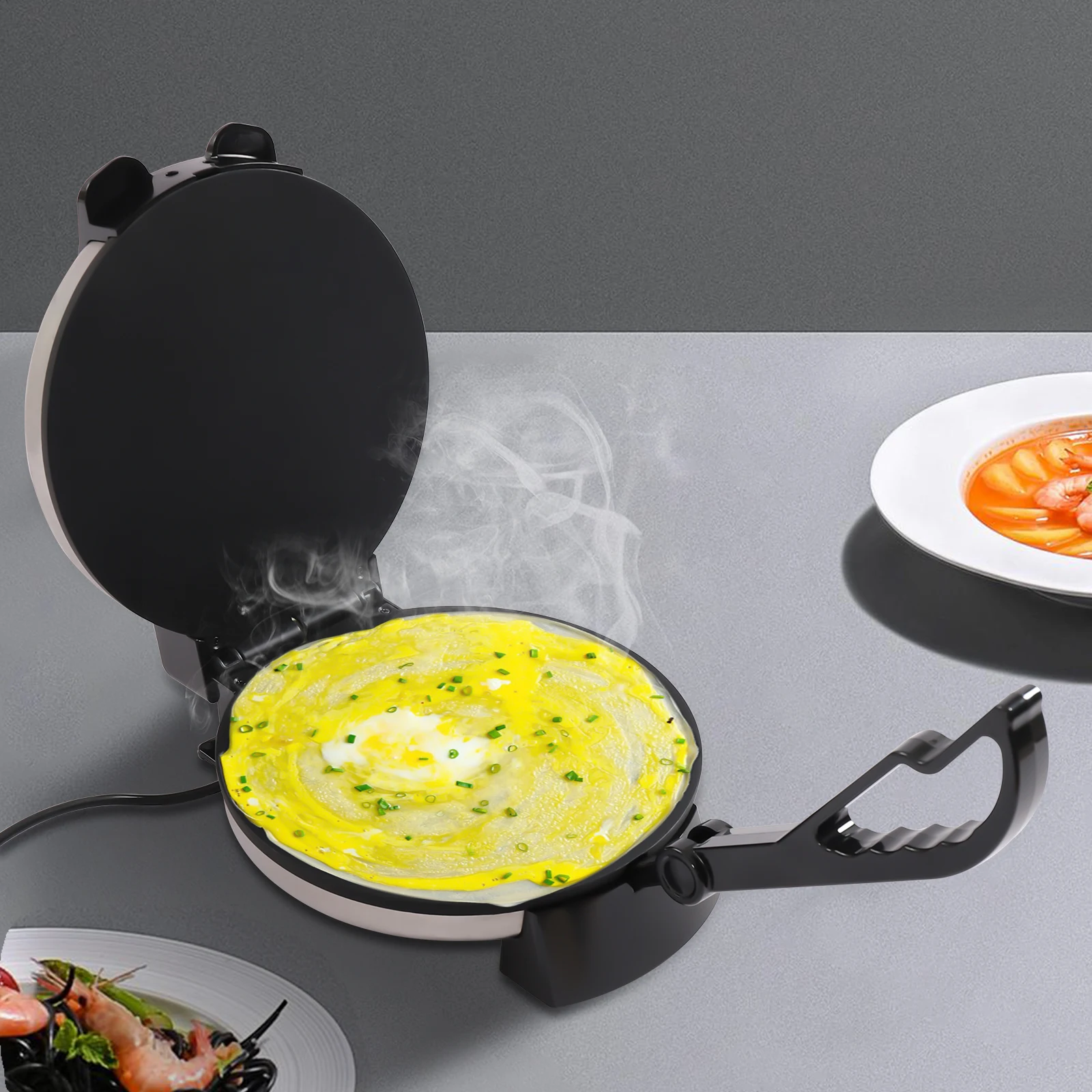 1800W Elettrico Chapati Maker Antiaderente Pancake Pane Piatto Naan Tortilla Roti Pressa Macchina