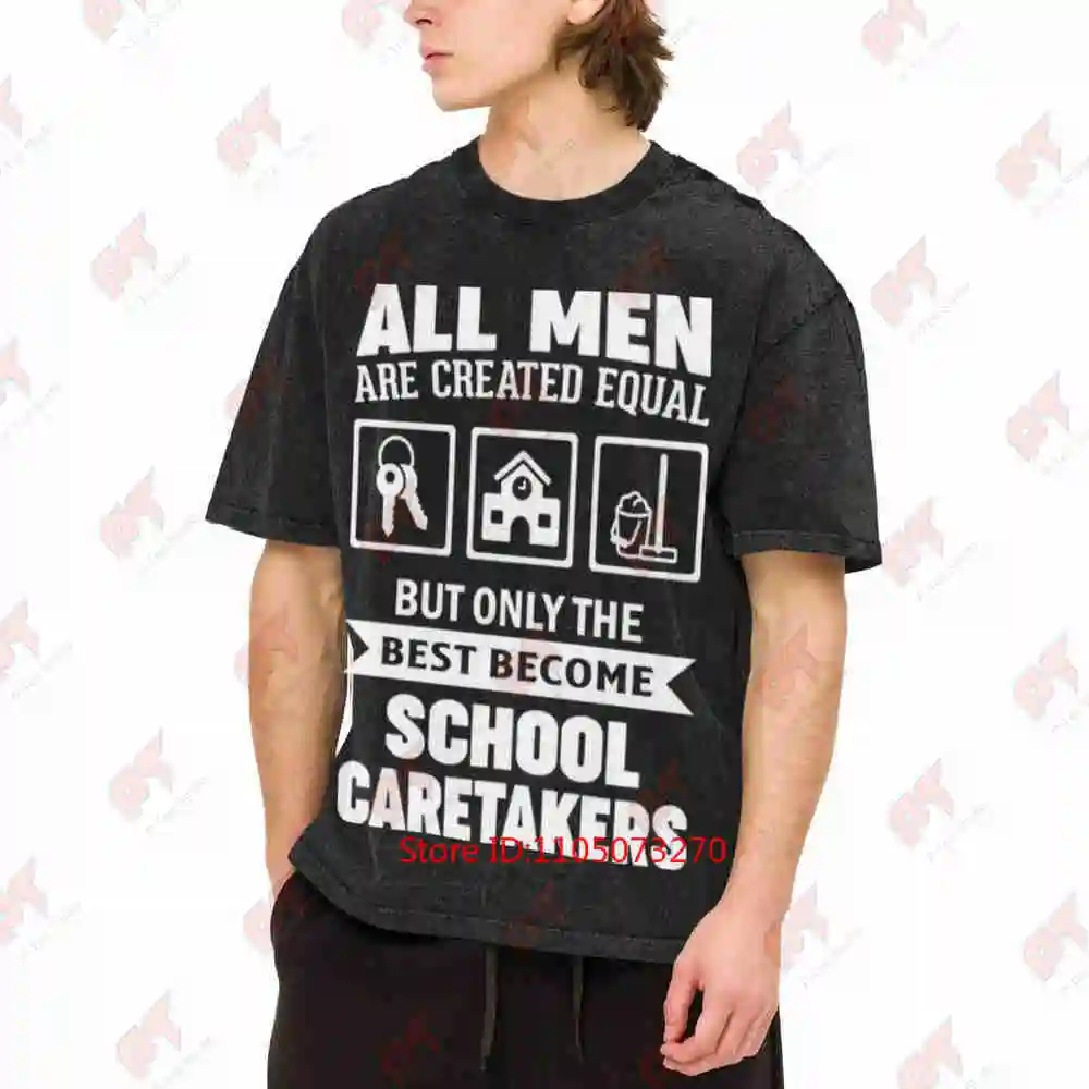 School Caretaker Best Equal Student End Of Term Thank You Teacher Vintage Washed Tee Pure Cotton T-Shirt
