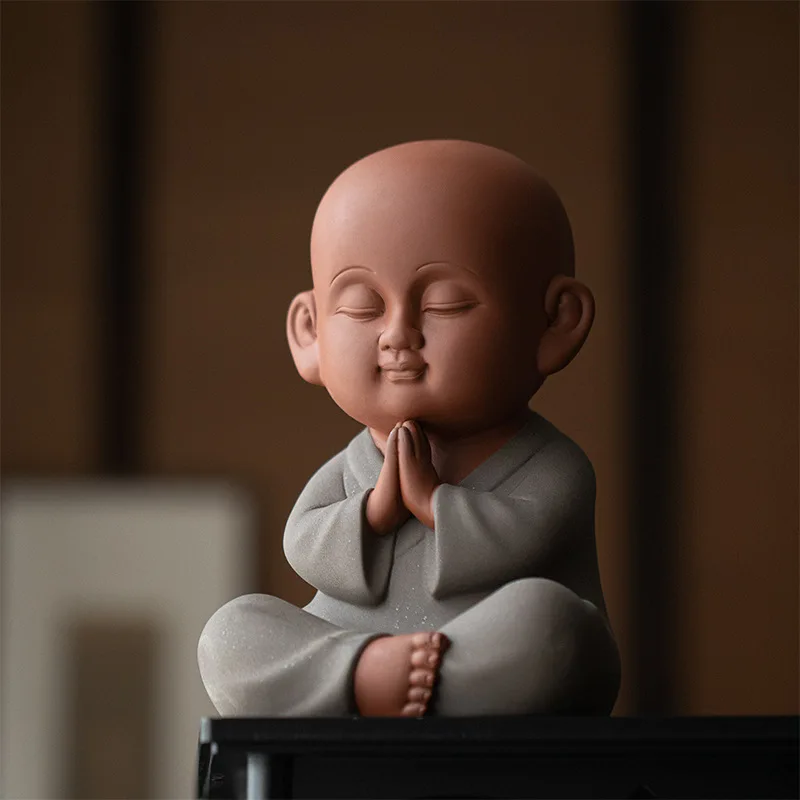 

Creative purple sand large Zen small monk ornament Chinese ceramics, decoration