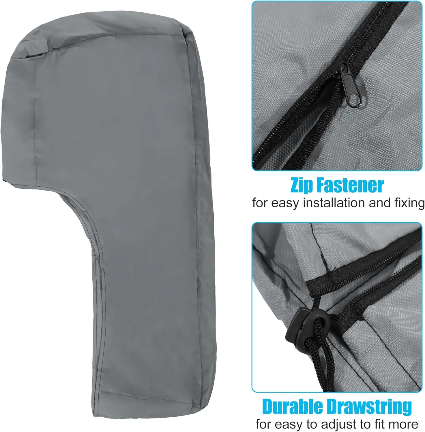 Grey Universal Waterproof 6-225HP Outboard Motor Engine Boat Cover 210D Oxford Fabric Dustproof Cover Marine Engine Protector