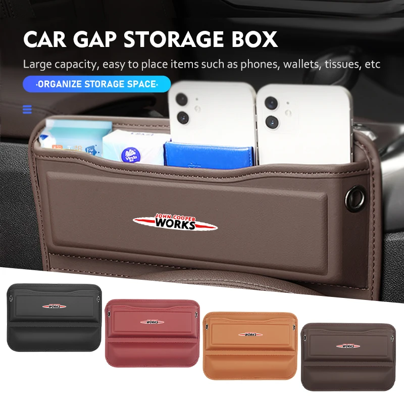 Leather Car Seat Gap Organizer Console Side Pocket Storage Box  For MINI Cooper Works R56 F56 R53 R60 Clubman JCW Countryman