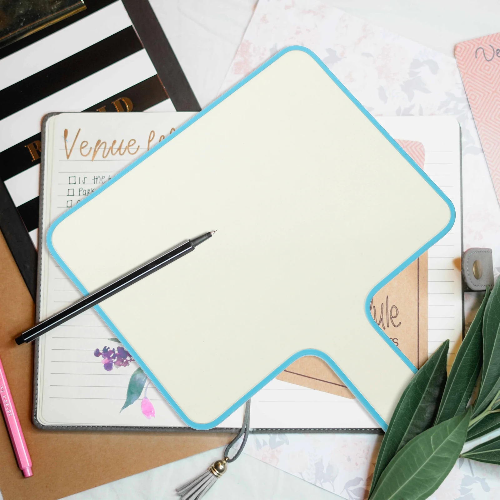 

White Handheld Answer Board Double Sided Blank Paddle Melamine Teaching Tool Classroom Participation