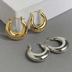 Classic Fashion Geometric Circle Gold Color Chunky Hoop Earrings for Women Personality Piercing Earings Luxury Jewelry Accessory