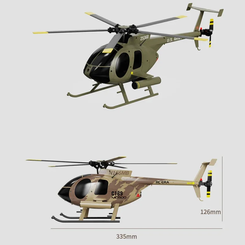 2024 Remote Control Era New 1:28 C189 Bird Remote Control Helicopter Long Tooth Md500 Double Brushless Simulation Model 6-axis G