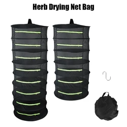 Layers Drying Net for Herbs Folding Dry Rack Dryer Mesh Bag Herb Drying Net with Zipper For Flowers Buds Plants Hanging Basket