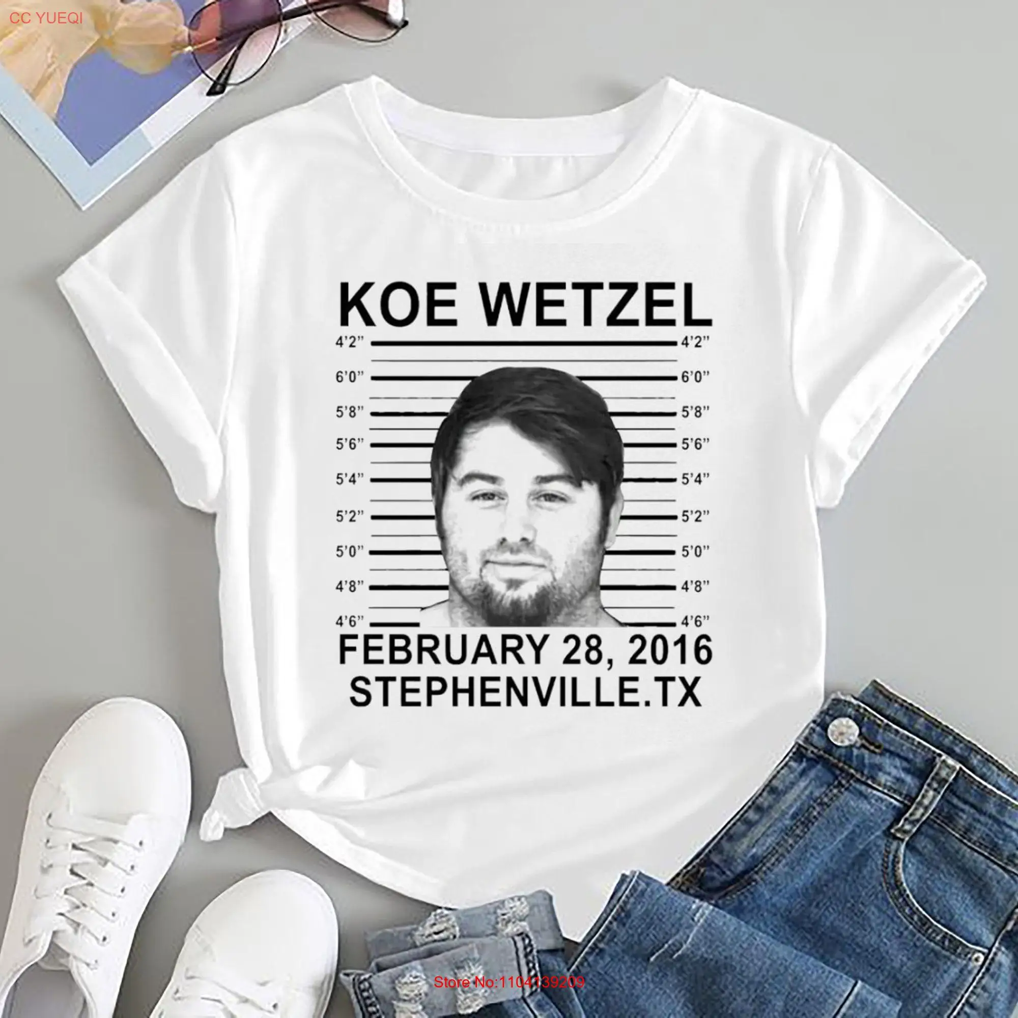 Koe Wetzel Funny Mugshot T Shirt Fan Rock Country Tour 2024 Merch long or short sleeves