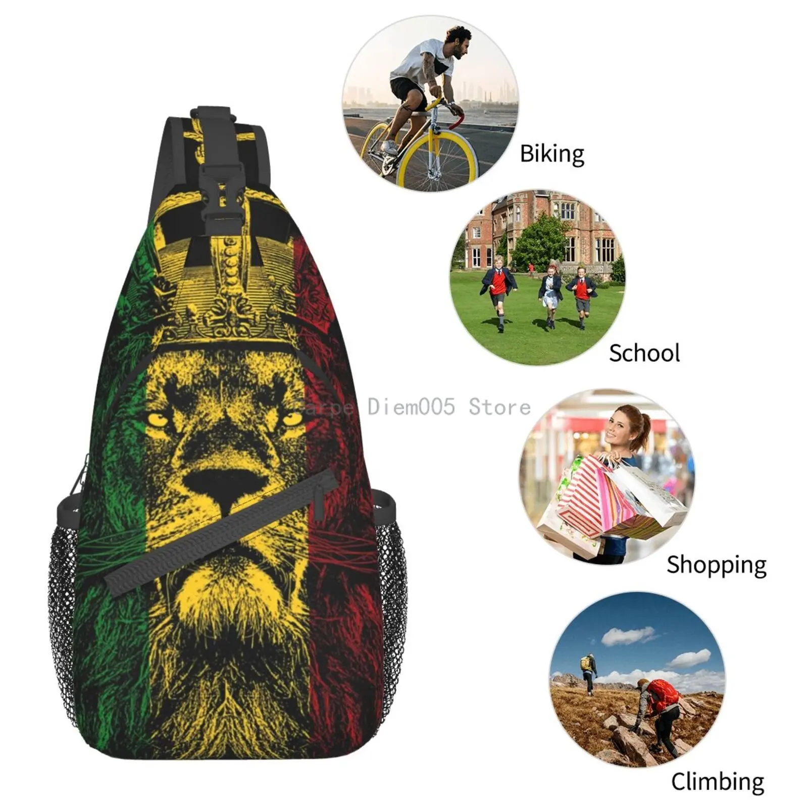 Bob Marley Sling Crossbody Chest Bag Men Shoulder Backpack for Hiking