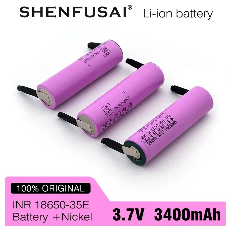 Lithium ion rechargeable battery 18650 35E 3.7V 3000mAh high power discharge 20A high current DIY nickel strip