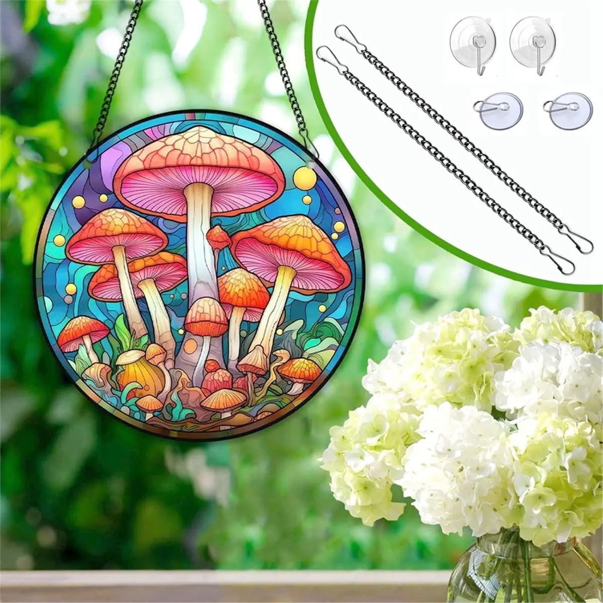 Stained Glass Window Hanging Chain Kit with Hooks, 10 Inch and 20 Inch Chains