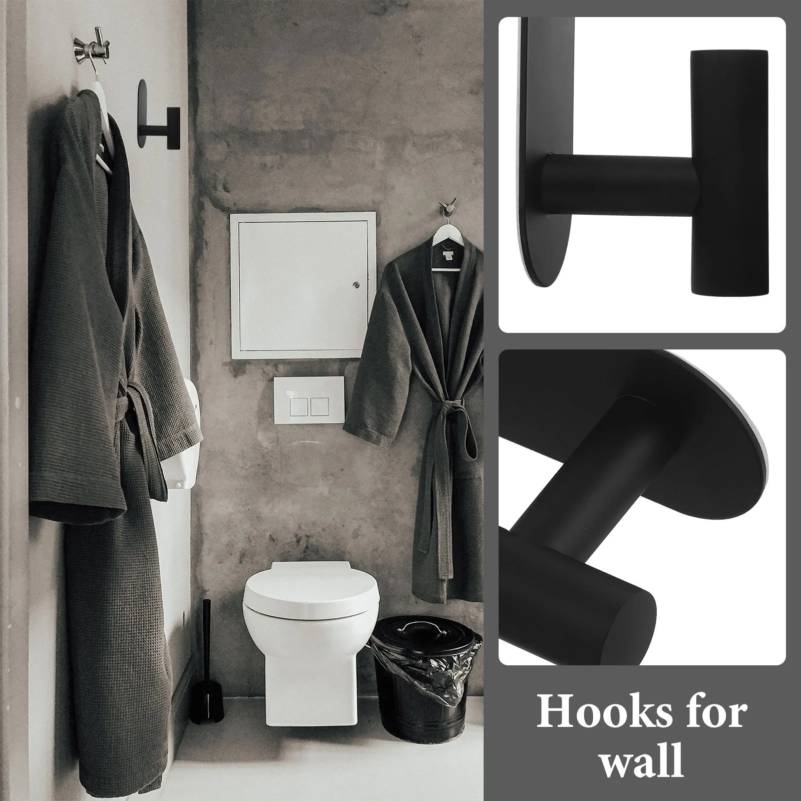 

2Pcs Stainless Steel Adhesive Wall Hooks Modern Matte Finish Oval Towel Hook for Bathroom Kitchen Tile Surface Hanging