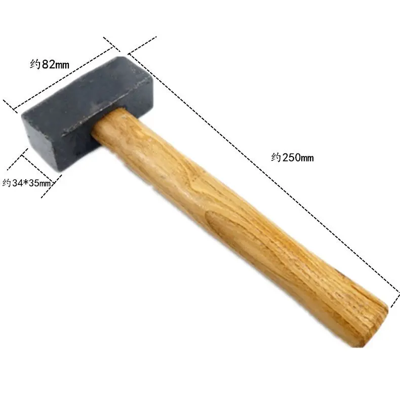 Stone hammer, square head, square head, wooden handle, heavy-duty wall smashing and wall dismantling, multifunctional