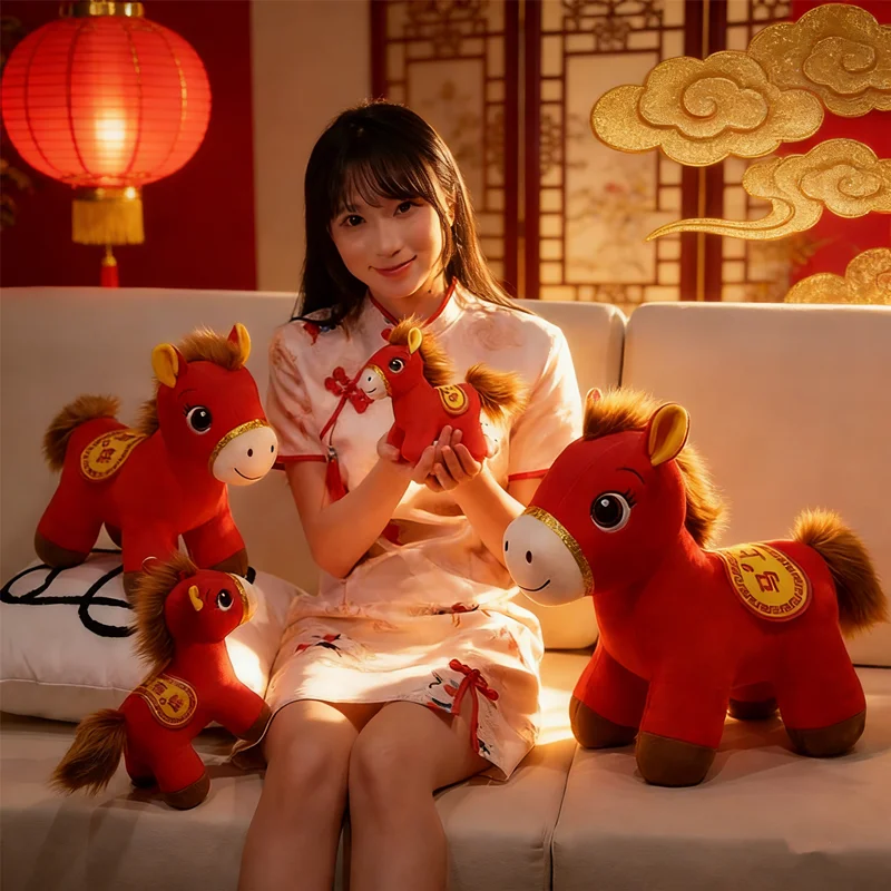 

HUAHUABoutique Chinatown New Year Red Horse 20/30/40cm Plush Toy Mascot GiftHUAHUA