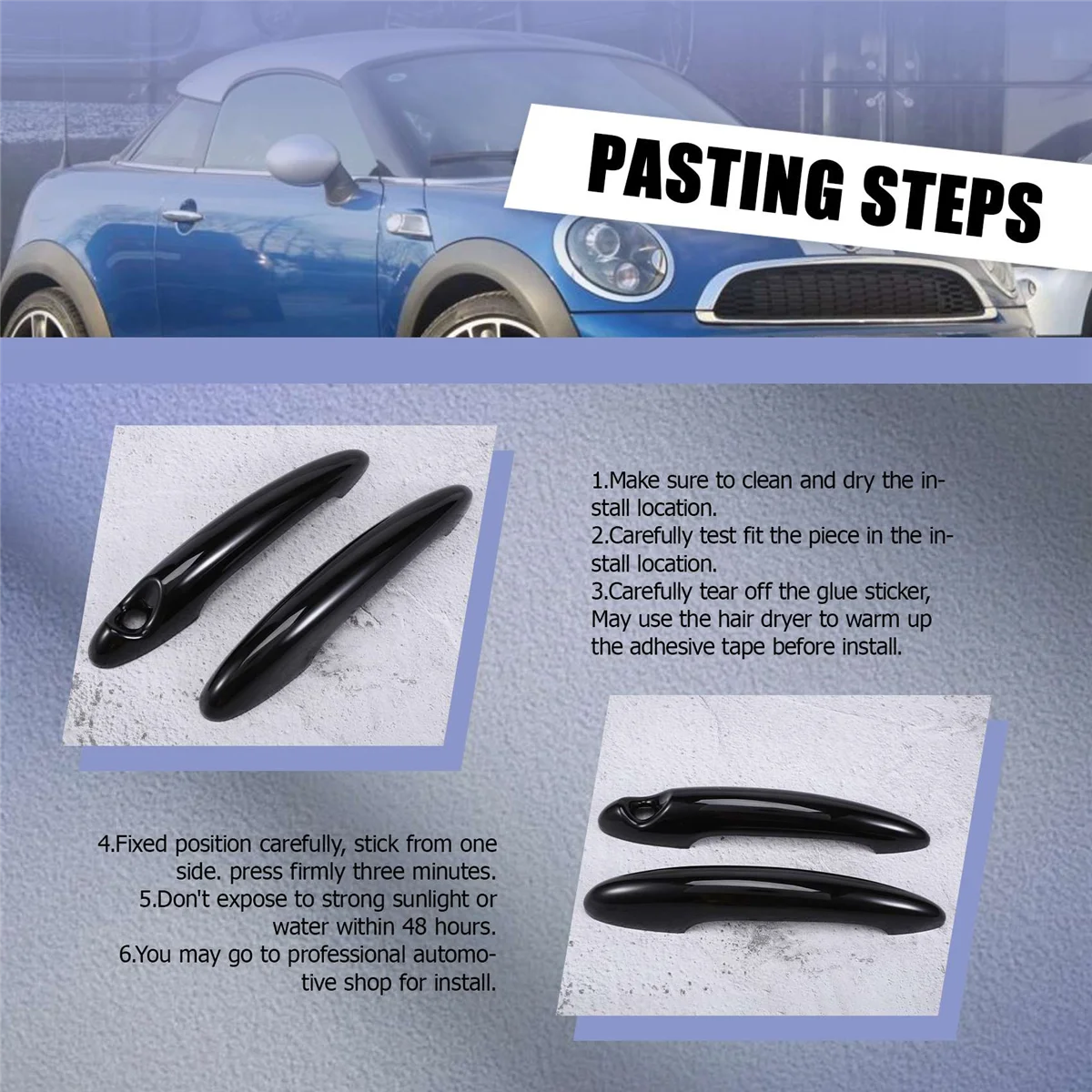 2 Pcs ABS Black Door Handle Cover for MINI S R50 R53 R56