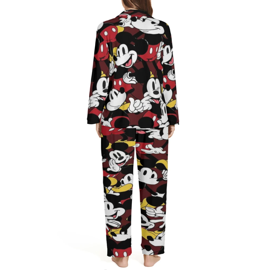 Disney Mickey Mouse Cotton pajamas set for men and women, long-sleeved strawberry doll print casual pajamasDisney Mickey Mouse