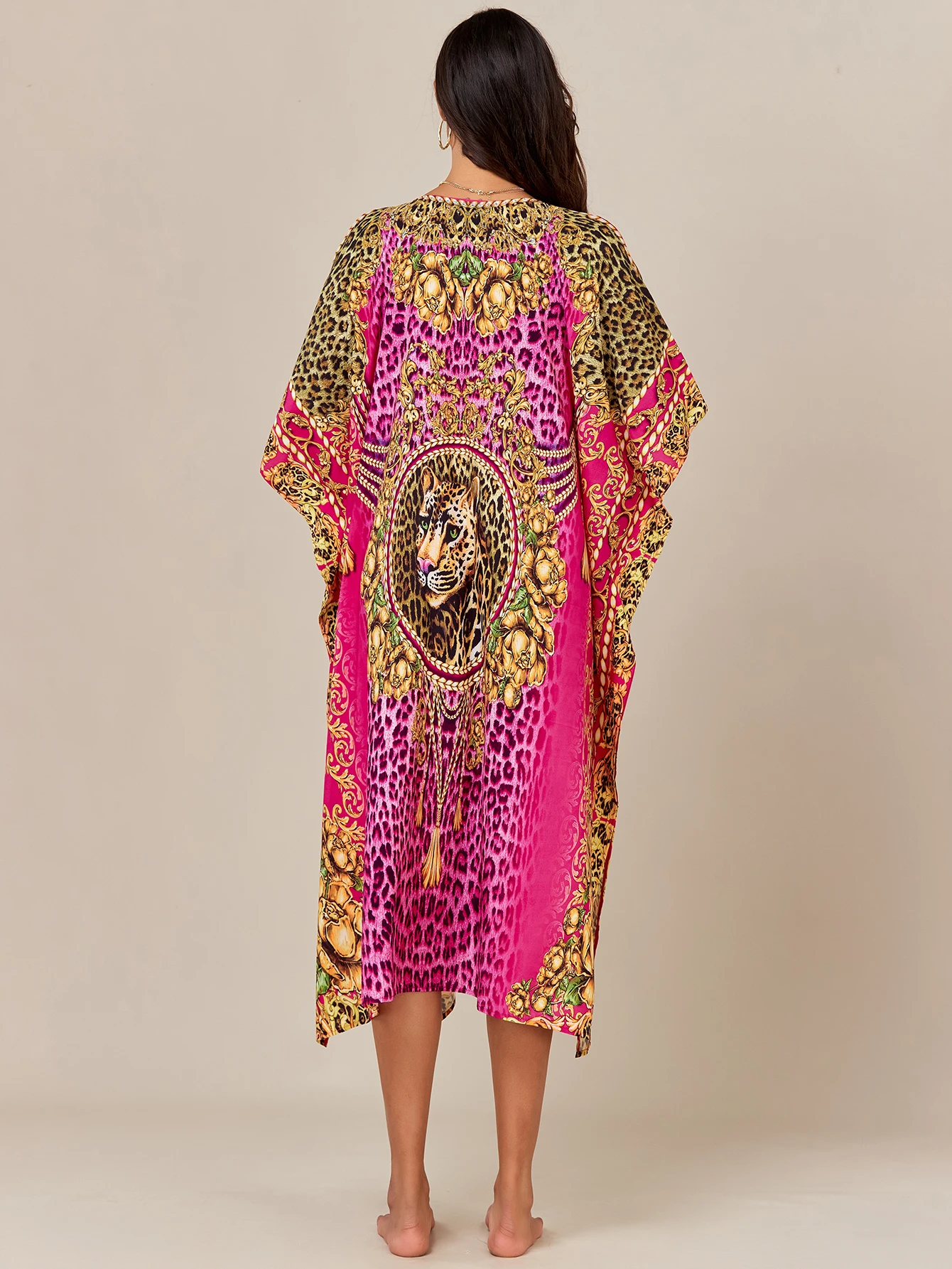 فساتين قفطان نسائية، طباعة ملونة قفطان السيدة روبر، فساتين الشاطئ لتغطية بدلة السباحة