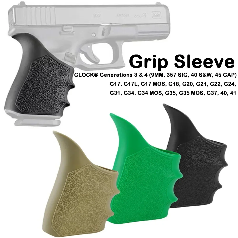 Now 1Pc Tactical Rubber Beavertail Cushions Grip Cover with Finger Grooves for G19 23 32 38 GEN1-2-5 Glock17 18 20 21 22 24 31