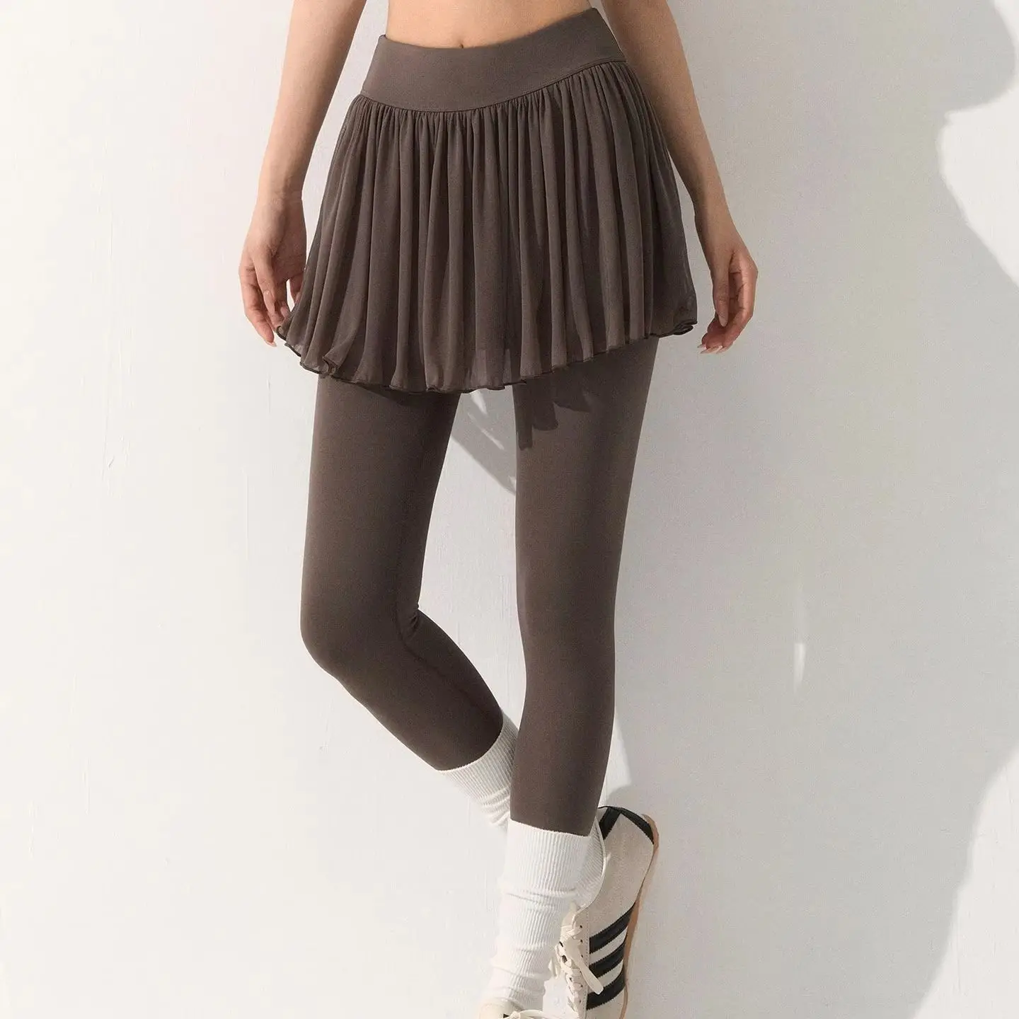 Damen-Yoga-Hosen mit hoher Taille, Mesh-Sportröcke, Fitnesshosen, figurformend, hüftbedeckend, für Laufen, Radfahren, Pilates und Yoga – Detail 8