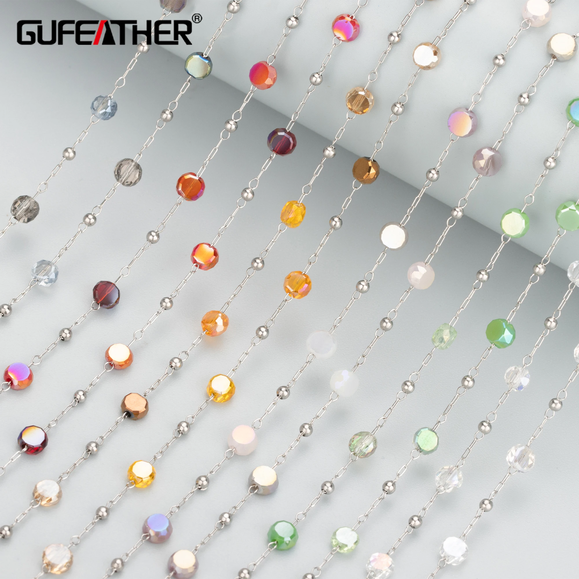 

GUFEATHER C300,stainless steel,glass,diy chain,hand made,diy bracelet necklace,jewelry making supplies,jewelry findings,1 m/lot