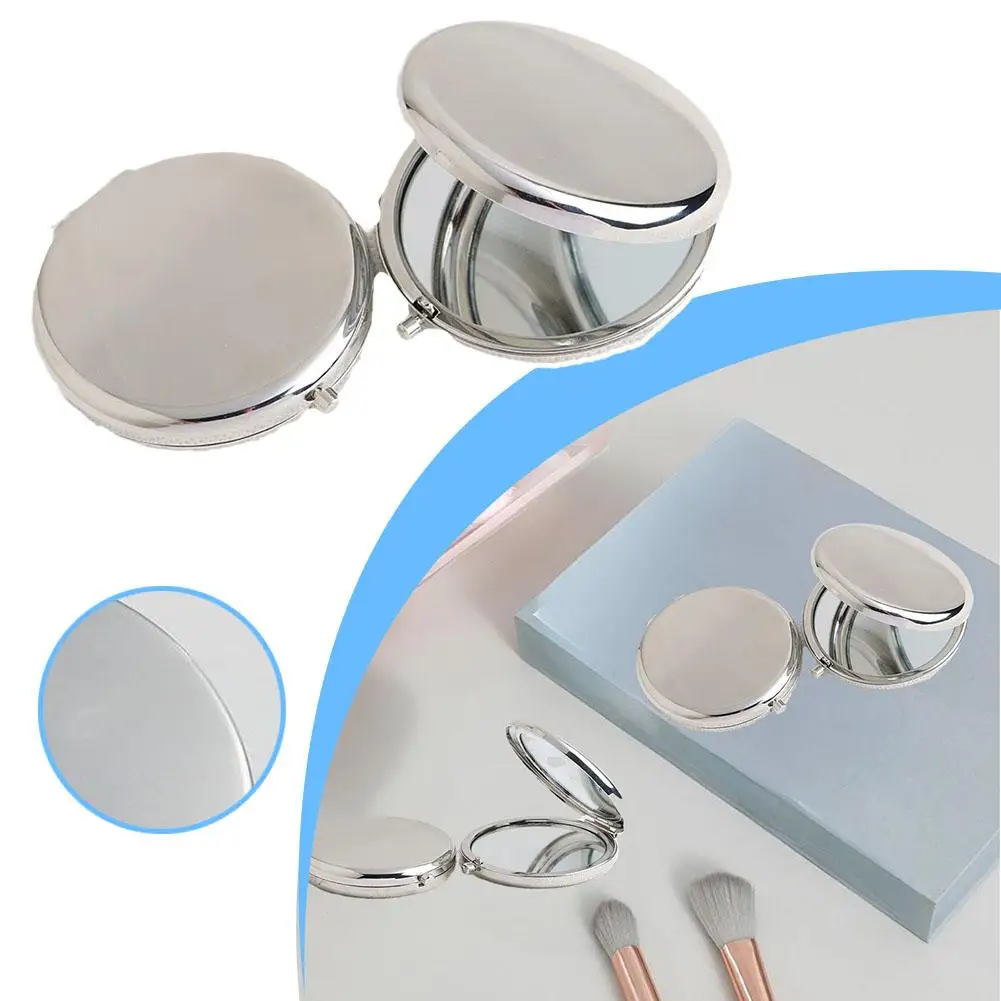 Folding Mini Silvery Double Sided Makeup Mirror For Travel Portable Pocket Makeup Mirror Z7E4