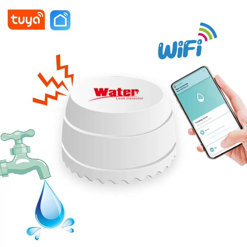 Tuya WiFi Water Leakage Detector Sound Alarm Leak Sensor Smart Home Water Level Flood Overflow Warning Security Alarm System