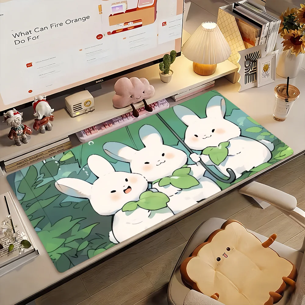

Милый коврик для мыши с кроликом Каваи, нескользящий, резиновый, для геймеров, балансирующий, для компьютера, декоративный, для стола, для ноутбука, офисный, большой