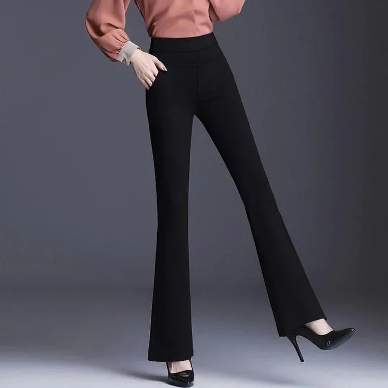 Summer New Thin Micro Flared Trousers Female High Waist Solid Color Hundred Fashion Repair Stretch Casual Pants Simplicity Z191