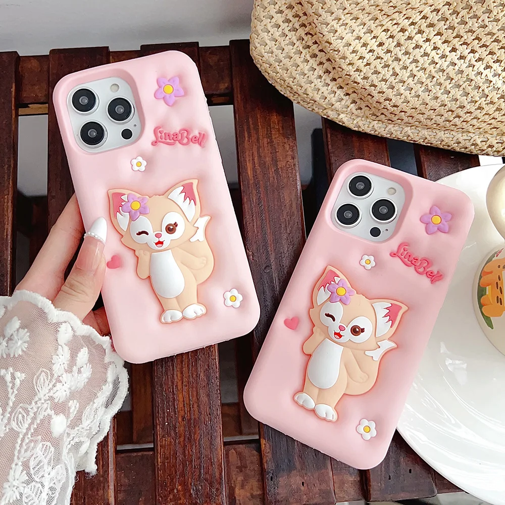 For iPhone 14 Pro Max 15 Plus 13 Pro 11 12 Pro Max 14 15 Pro 3D Expand Lotso Stitch Bell Cartoon Shatter Silicon Soft Phone Case