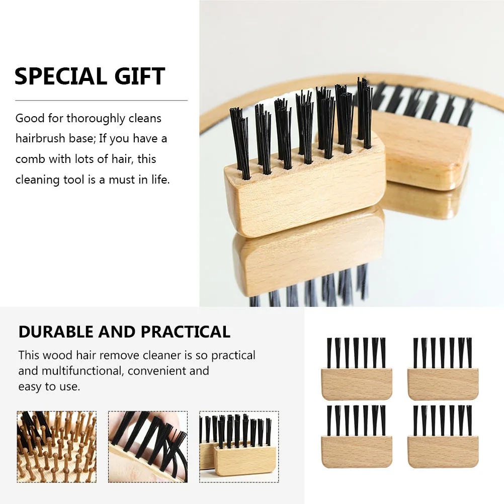 

4Pcs Comb Hair Cleaner Premium Airbag Comb Cleaning Brush Smooth Wooden Handle for Safe and Reliable Brush Maintenance