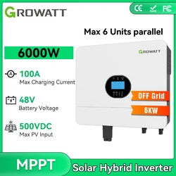 ECGSOLAX 6000W Inverter solare ibrido 48V 230Vac MPPT 100A Controller di ricarica PV Max 500VDC Inverter a onda sinusoidale pura