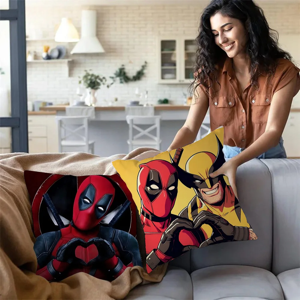 حار أنيمي مضحك Deadpools وسادة تغطي الكرتون أريكة ديكور المنزل الطباعة على الوجهين قصيرة أفخم لطيف غطاء الوسادة