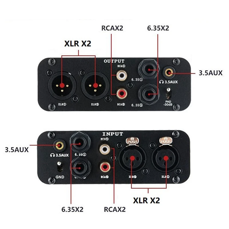 PRO G303S Audio Isolator Noise Reduction Filter Eliminates Current Noise Dual-Channel 6.35 XLR RCA 3.5Mm Audio Isolator