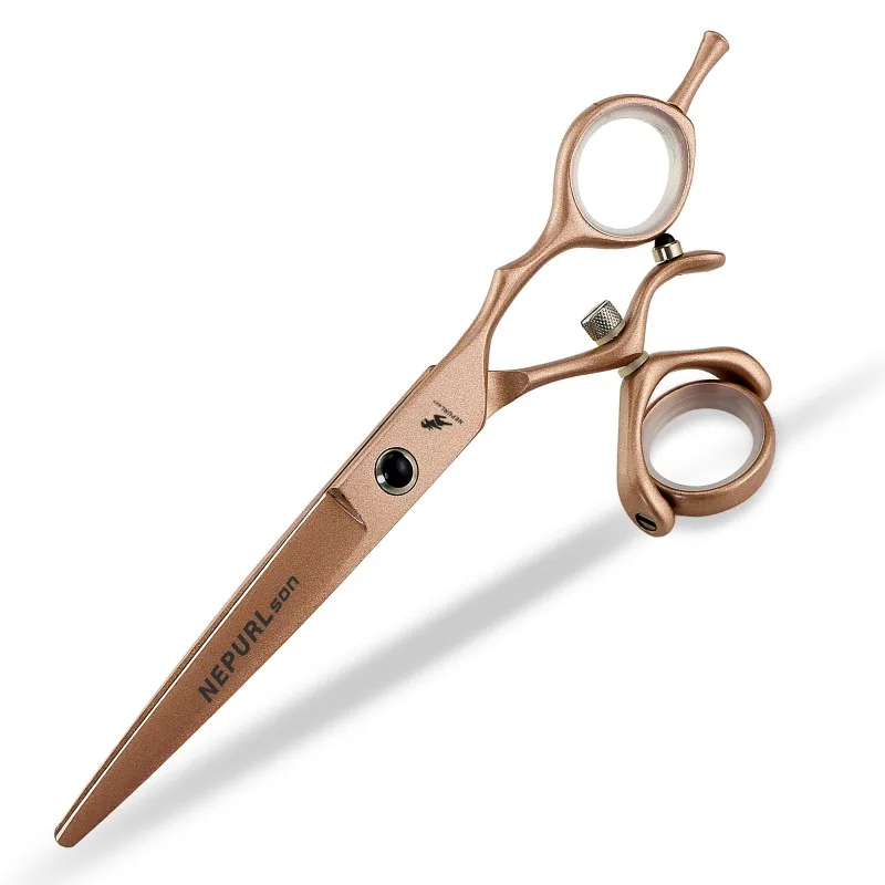 NEPURLson 6.0inch 360-degree rotating handle hair scissors made of JP440C, hand-polished, right-handed design, sharp comfortable