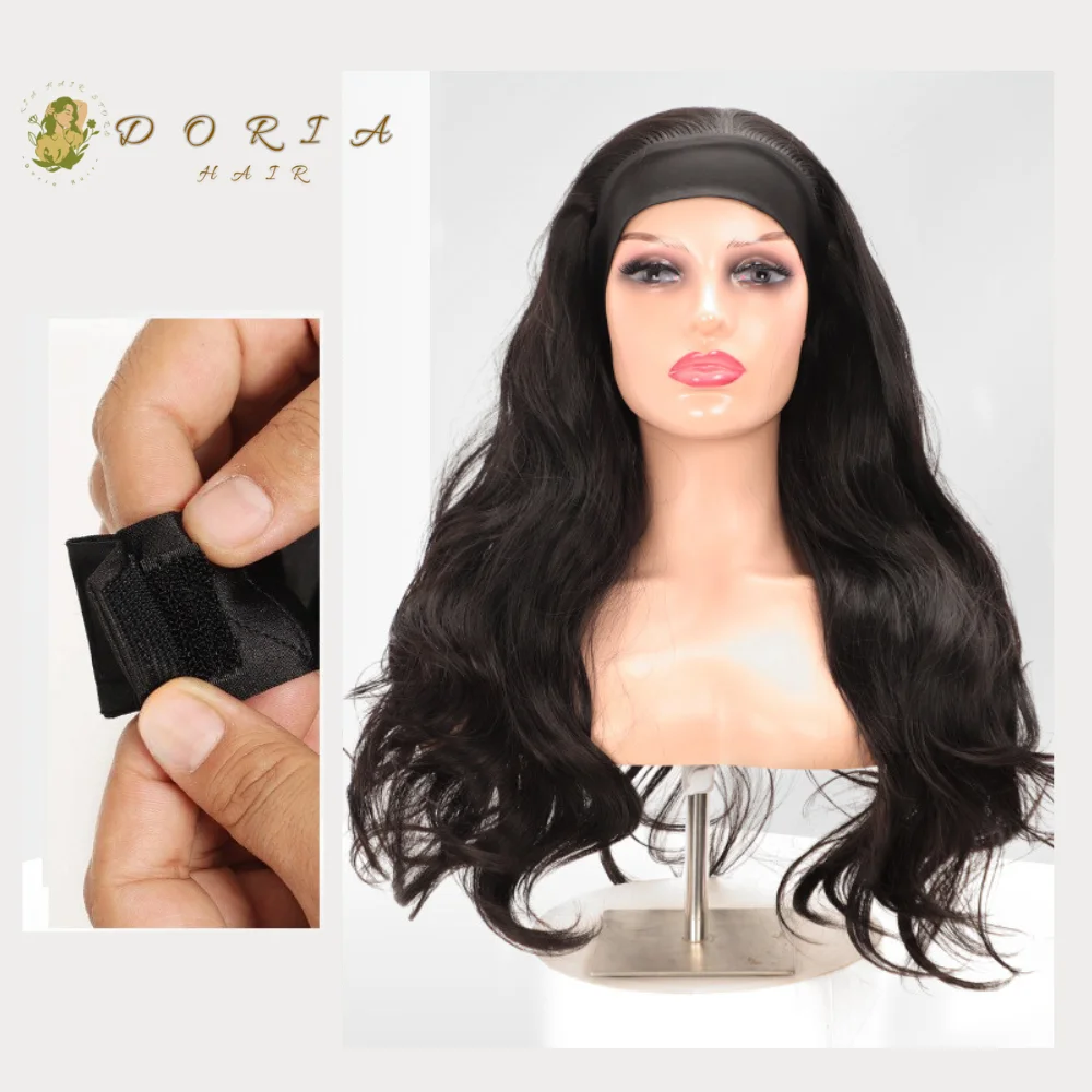 

Long Big Wave Hairband Wig French Deep Nature Surfing Wavy Glam Curl Ladies Hair Extensions Women Natural Black Headband Wigs Ho