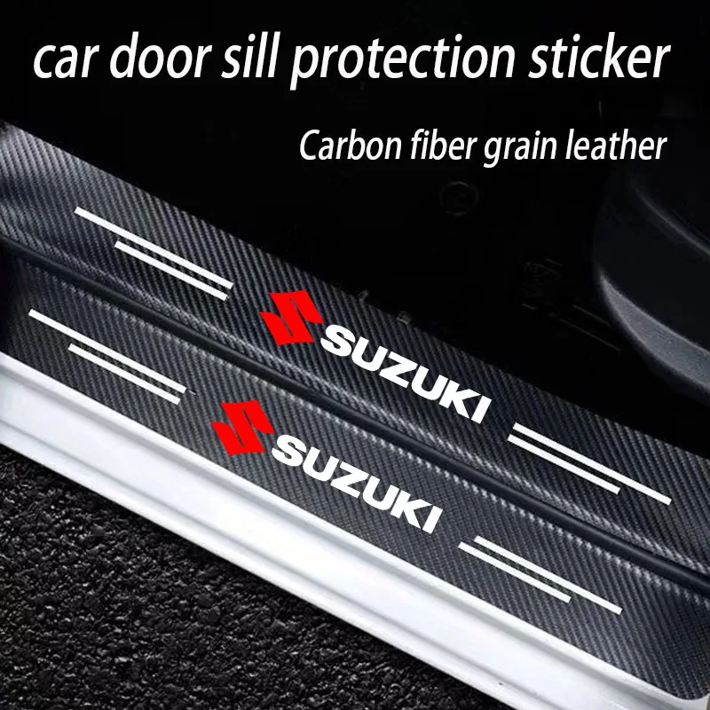 Car Carbon fiber Door Sill Welcome Pedal For Suzuki SX4 Swift Grand Vitara Ciaz Liana Spresso Celerio Jimny Jeemny Accessories