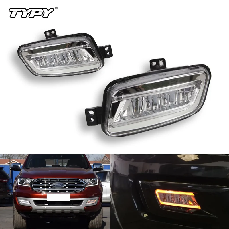 

TYPY светодиодные противотуманные фары DRL для Ford Everest 2016 2017 2018 2019, дневные ходовые огни, противотуманные фары с указателем поворота