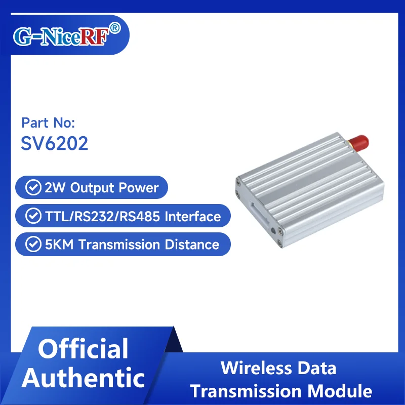 

G-NiceRF | 2 Sets SV6202 2W Industrial Small Size & Long Range RF Modem TTL/RS232/RS485 Interface